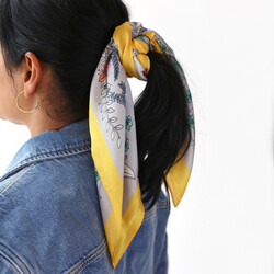 Satin Floral Wrap Scarf