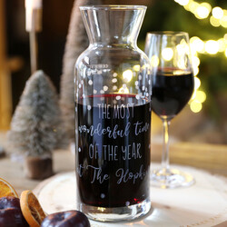 Personalised Engraved Christmas Glass Wine Carafe