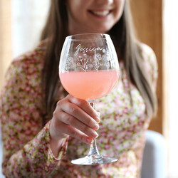 Personalised Engraved Wildflower Balloon Gin Glass