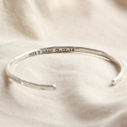 Personalised Hammered Organic Shape Sterling Silver Torque Bangle