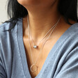 Model Wears Personalised Silver Halo Necklace
