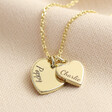 Personalised Solid Gold Double Heart Charm Necklace