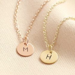 Personalised Solid Gold Initial Disc Charm Necklace