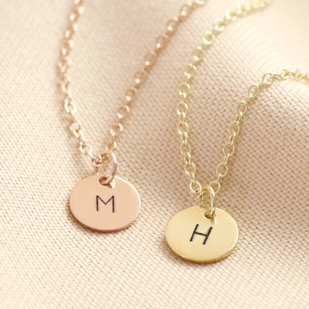 9ct Gold Initial Disc Charm Necklace 