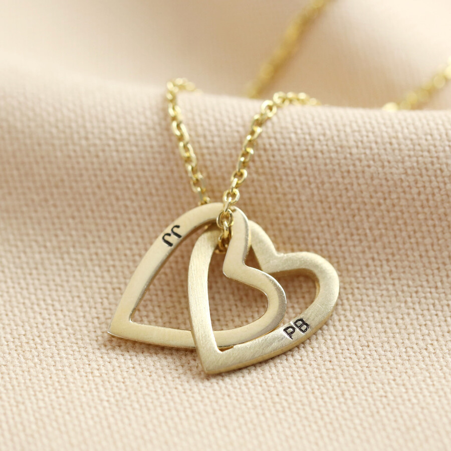 Personalised Solid Gold Interlocking Hearts Necklace Lisa Angel