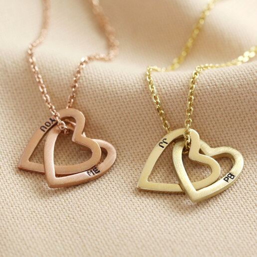 Personalised Solid Gold Interlocking Hearts Necklace Lisa Angel