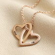 Lisa Angel Ladies' Personalised Solid Rose Gold Interlocking Hearts Necklace