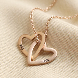 Personalised Solid Rose Gold Interlocking Hearts Necklace