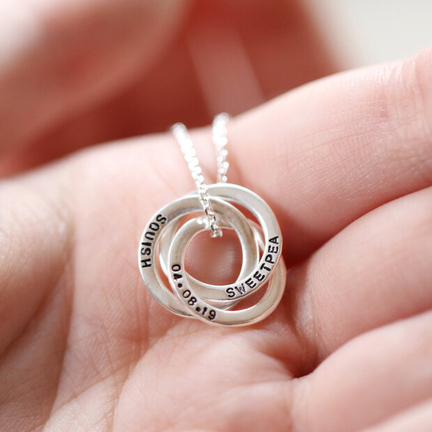 personalised sterling silver russian rings pendant necklace 0v8a2495