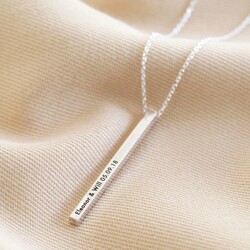 Personalised Sterling Silver Shiny Bar Necklace