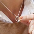 Ladies' Personalised Sterling Silver Swirl Pendant Necklace on Model