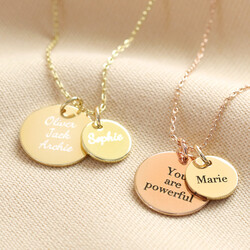 Personalised Solid 9ct Gold Double Disc Necklace