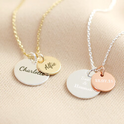 Personalised Solid Gold and Sterling Silver Disc Necklace