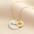 Lisa Angel Ladies' Engraved Personalised Solid Gold and Sterling Silver Disc Necklace