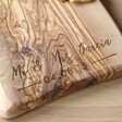 Lisa Angel Engraved Personalised Irregular Shape Olive Wood Serving Board