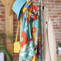 Powder Autumn Floral Print Scarf