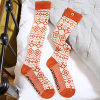Powder Long Fair Isle Boot Socks in Tangerine