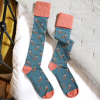 Powder Stag Print Boot Socks