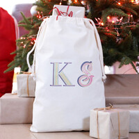 Personalised Initials Small Drawstring Christmas Sack