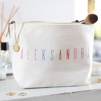 Personalised Rainbow Name Cotton Wash Bag