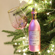 Lisa Angel with Personalised Sass & Belle Christmas Cheer Rosé Wine Baubles