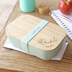 Personalised Sass & Belle Mint Green Bamboo Lunch Box