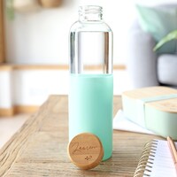 Personalised Sass & Belle Mint Green Silicone Sleeve Water Bottle