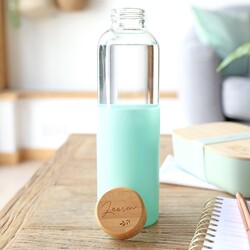 Personalised Sass & Belle Mint Green Silicone Sleeve Water Bottle