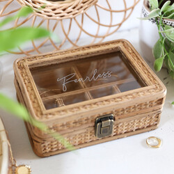 Personalised Sass & Belle Rattan Jewellery Box