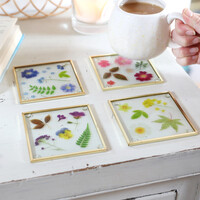Sass & Belle Set of 4 Flower Print Glass Coasters
