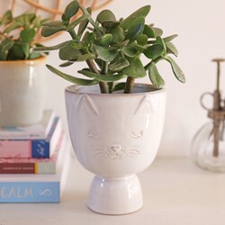 Sass & Belle Speckled Ceramic Cat Planter, H14cm