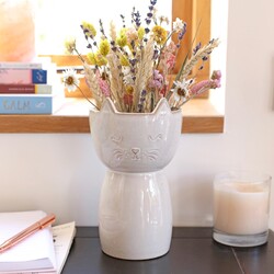 Sass & Belle Speckled Ceramic Cat Vase, H21cm