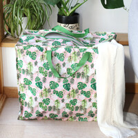 Extra Large Pink Botanical Print Storage Bag