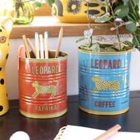 Set of 2 Leopard Storage Tins