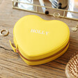 Personalised Initials Heart Travel Jewellery Case in Yellow