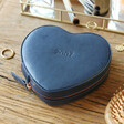 Personalised Initials Heart Travel Jewellery Case in Navy