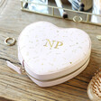 Personalised Initials Heart Travel Jewellery Case in Pink