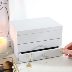 Grey Jewellery Box with Pull Drawers