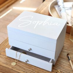 Personalised Name Jewellery Box with Pull Drawers