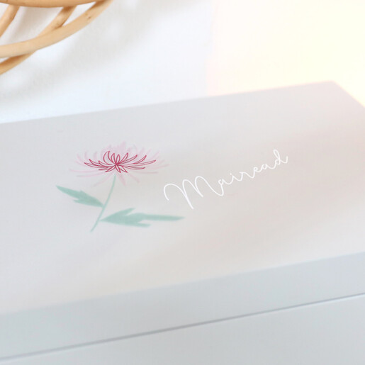 Close up of Personalisation Personalised Birth Flower Jewellery Box with Pull Drawers