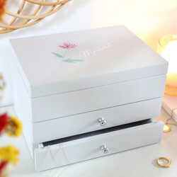 Personalised Birth Flower Jewellery Box with Pull Drawers