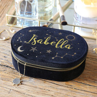 Personalised Starry Night Velvet Oval Jewellery Case
