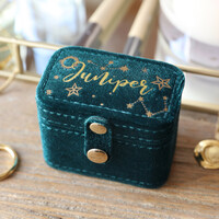 Personalised Starry Night Velvet Petite Travel Ring Box