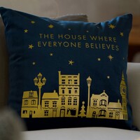 'Everyone Believes' Square Velvet Christmas Cushion