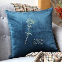 Personalised Birth Flower Square Velvet Cushion