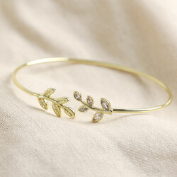 Crystal Leaves Bangle in Gold