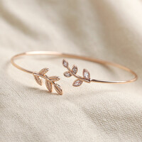 Crystal Leaves Bangle in Rose Gold
