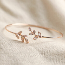 Crystal Leaves Bangle in Rose Gold