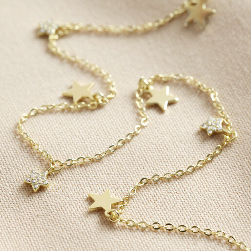 Ladies' Multi-Star Charm Necklace in Gold