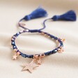 Lisa Angel Ladies' Personalised Navy and Rose Gold Star Charm Friendship Bracelet